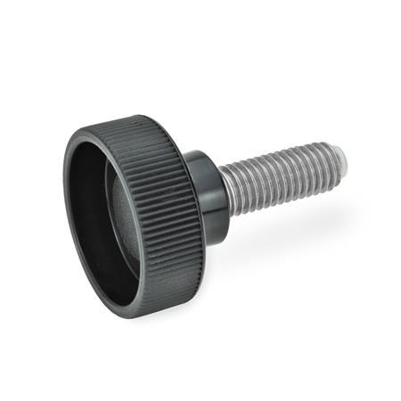 Otto Ganter Knurled Screw with Brass Plastic Pivot, GN 421.10